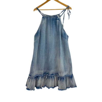 City Chic - Blue Denim Halter Dress (Size M)