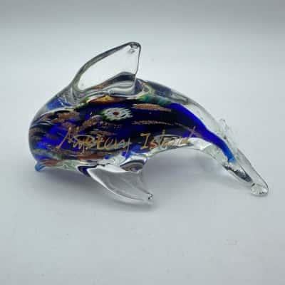 Colourful Millefiori Art Glass Dolphin Figure
