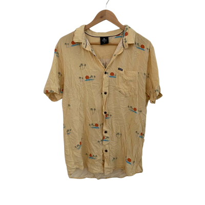 Rip Curl Mens  Size L Printed Shirt / Short Sleeve Shirt Yellow 