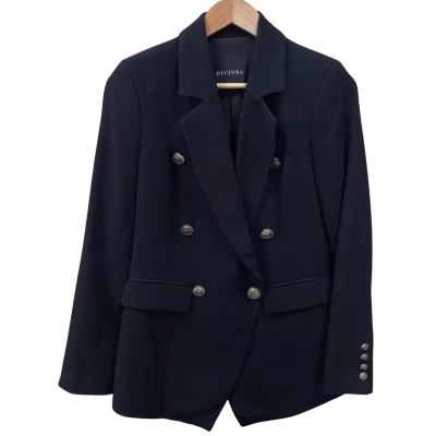 Decjuba Black Double Breasted Blazer Jacket Size 8