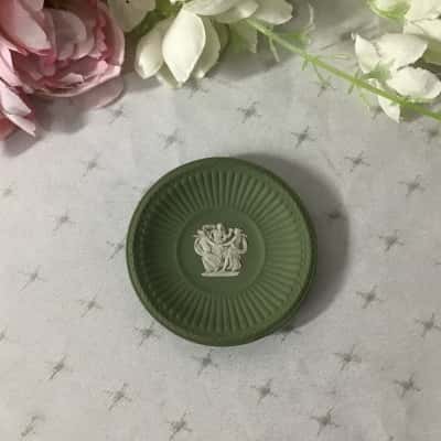 Vintage Wedgwood Jasperware Sage Green / White Pattern Small Trinket Dish