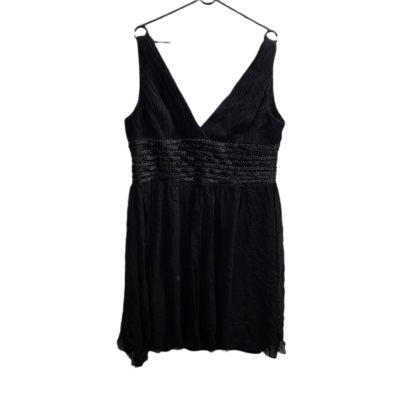 Vintage Studibaker Sydney Black 100% Silk Ruffle Evening Dress Made in Australia Size 10