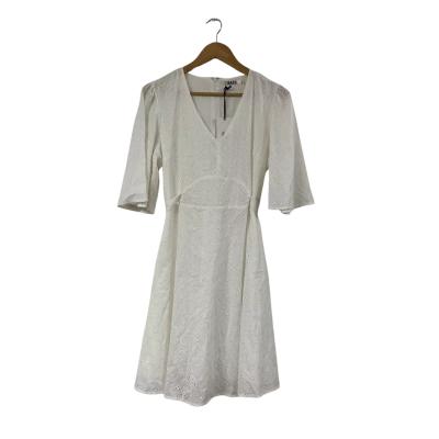 SASS Size 12 Beautiful White Lacey Cotton Dress BNWT