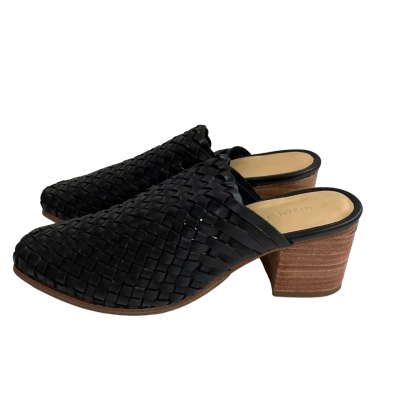  Womens  Nisolo Size 8.5 Woven Heeled Mule Black