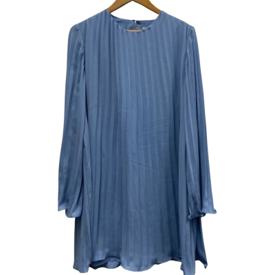 H&M Womens  Size M PLEATED Long Sleeve / Midi Dress Blue 