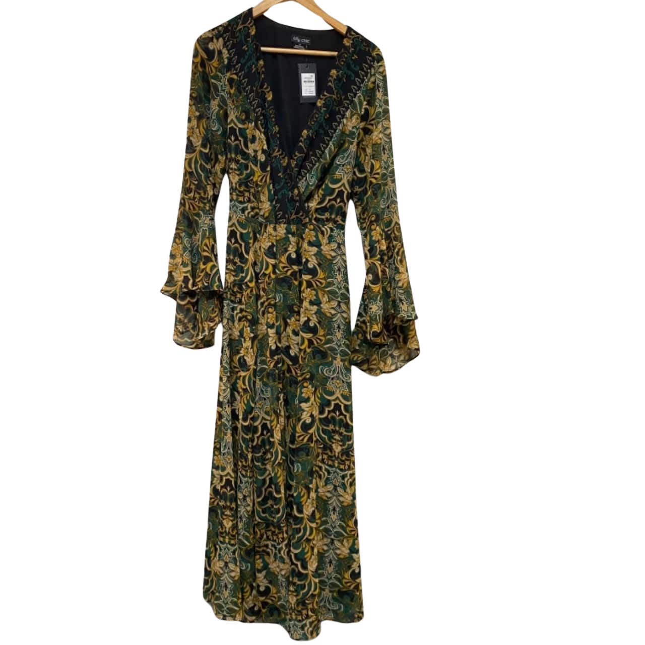 Brand New] City Chic Womens Maxi Dress Everly Green Dynasty Print(s)