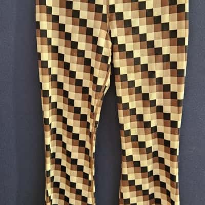 Lorna Jane Womens  Size M Black  / Brown / Checked Flared Pants  