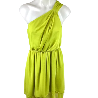 Events 1 Shoulder Mini Dress - Acid Yellow Size 8