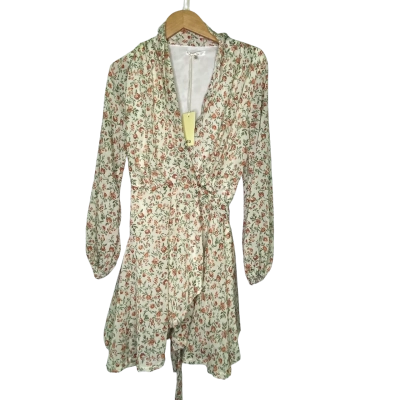  Into Womens  Size 8 Wrap Dress Beige / Floral 