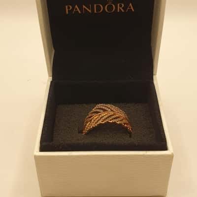 Womens Pandora rose light as a feather ring  size 56