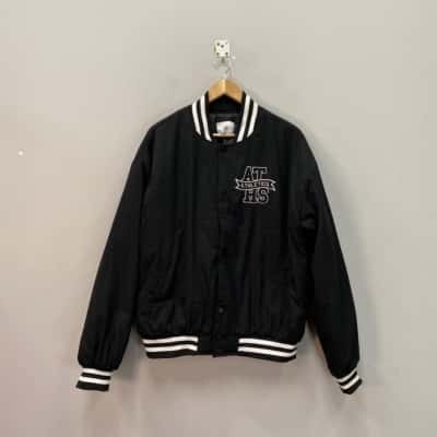 Luck & Trouble Womens  Size 12 Padded Bomber Jacket Black  / White 