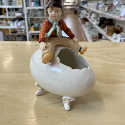 Mini Boy on Egg Vase Antique