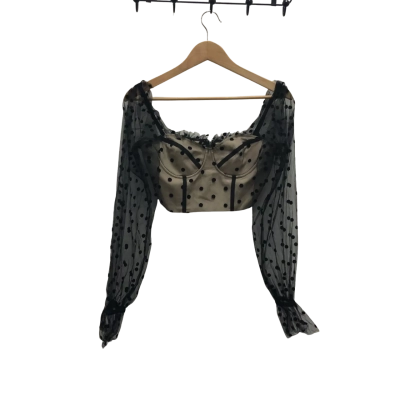 RUNAWAY Womens  Size 8 Long Sleeve Top Beige / Black  