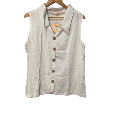 BNWT Noni B Size 16 Sleeveless Linen Shirt White 