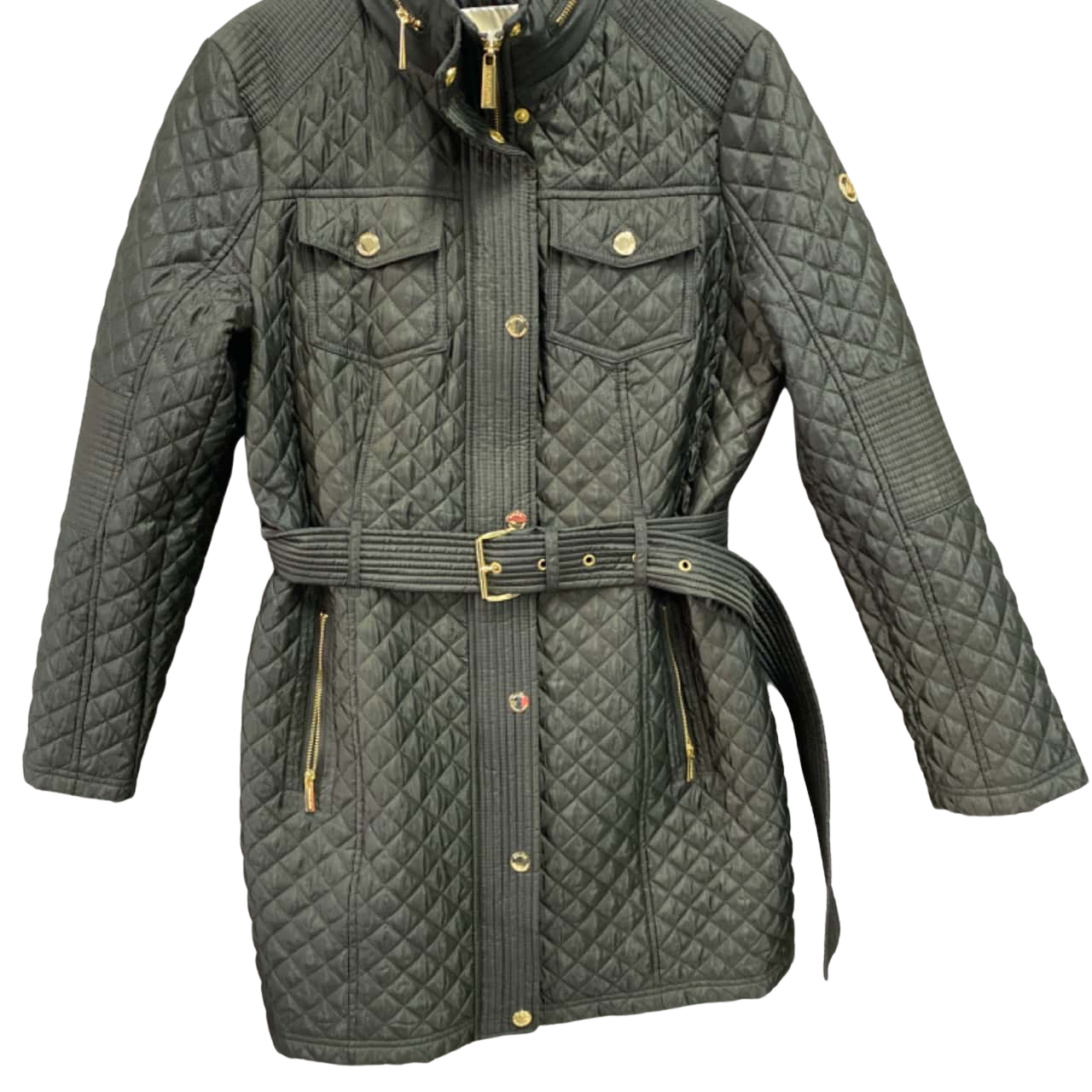 Michael Kors Womens Size M Long Puffer Jacket Green (s)