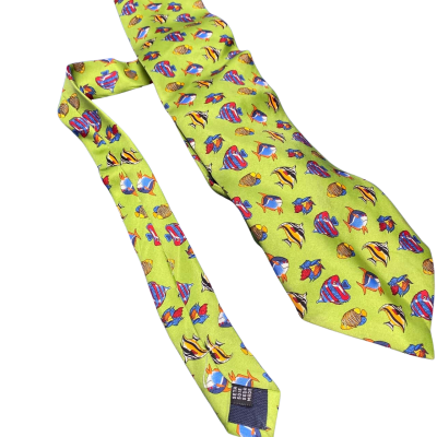  Claudio Campione Mens Green Pattern Silk Tie