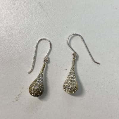 925 Sterling Silver Crystal Teardrop Earrings 