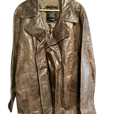 Wrangler legit vintage leather coat Unisex  Size M Brown 