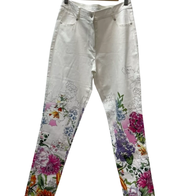Didier Parakian Women's Size 42 Skinny Leg Pants Multicoloured / White 