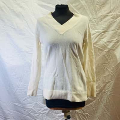 SPORTSCRAFT Size XXS/XS V-Neck 100% Wool Jumper White 
