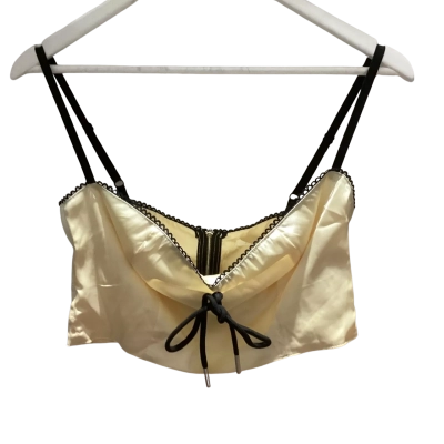  Bronzesnake Womens  Size L Cream Satin Top RRP $119 HTHT
