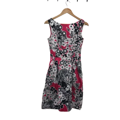 Cue Womens  Size 8 Mini Dress Black  / Pattern / Pink  / White 