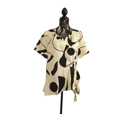 Bloom Chic Womens  Size 16 Short Sleeve Top Black  / Off White / Pattern BN