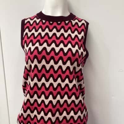 Gorman Womens  Size 8 Sleeveless Top Cream / Maroon / Multicoloured / Pink 