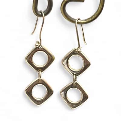 “Tiffany & Co 925” Stamped Silver Double Square Cushion Dangle Drop Earrings
