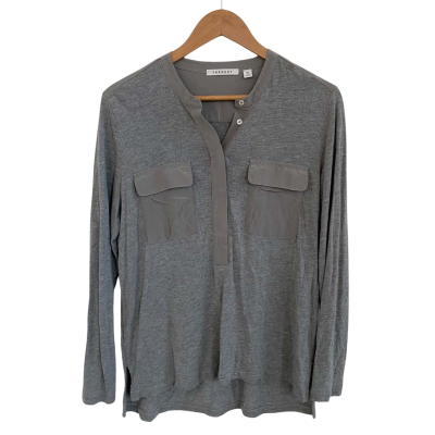 Trenery Womens  Size M Button Down Top / Long Sleeve Top Grey 