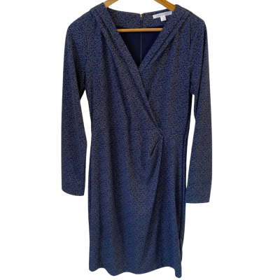 Trenery Womens  Size S Midi Dress Navy Blue Pattern 