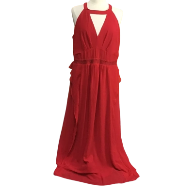 City Chic Womens  Size 18/M Red Maxi Ruffle Formal Dress 