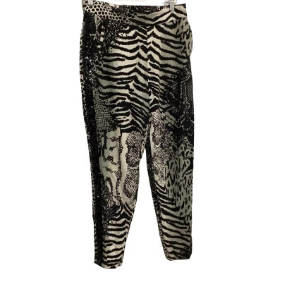 Sass & Bide Leopard Lounge Pants  Size 6 with Sequinned Side Stripe Black  / Cream 