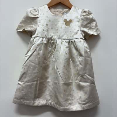 Disney Girls Size 3 Dress Cream/Gold 