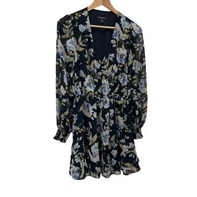 Forever 21 Womens Size 10 Long Sleeve Dress / Mini Dress Floral / Navy Blue 