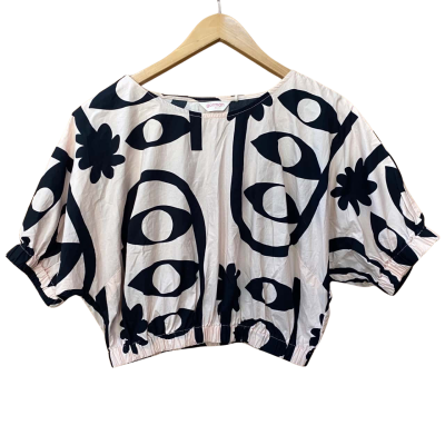 Gorman X Luke John Matthew Arnold Black/Cream Art Pattern Top Size 6