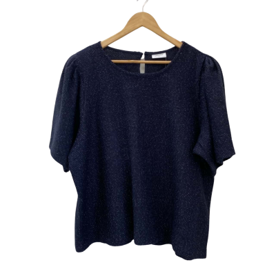 Sussan Womens  Size XXXXL Short Sleeve Top Navy Blue 