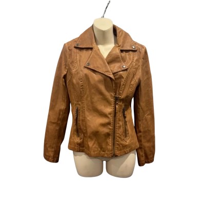 Max Studio Womens  Size XS Biker Jacket Brown 