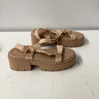 Public Desire Womens  Size 5 camel coloured  Sandals chunky heel