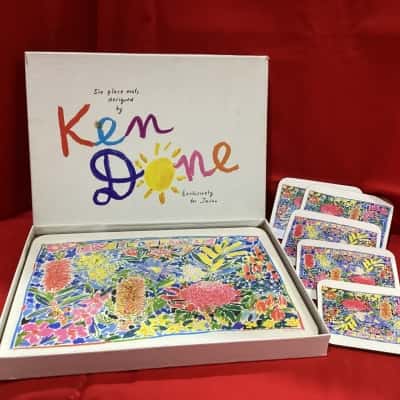 Vintage placemats and coasters designed by Ken Done