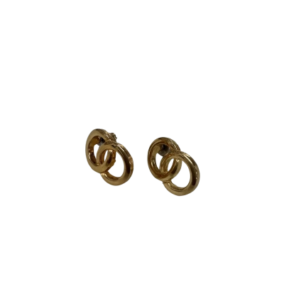 Gorgeous Interlocking Gold-Tone Circle Drop Stud Earrings