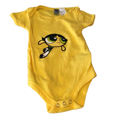 Gildan  Kids  Size 6-12m Onesie Yellow Powerpuff Girls Buttercup  HTH 