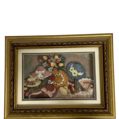 3D Hats and Flowers Art Frame