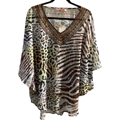 Millers Womens  Size 12 3/4 Sleeve Top Animal Print Luxe Kaftan RRP $70