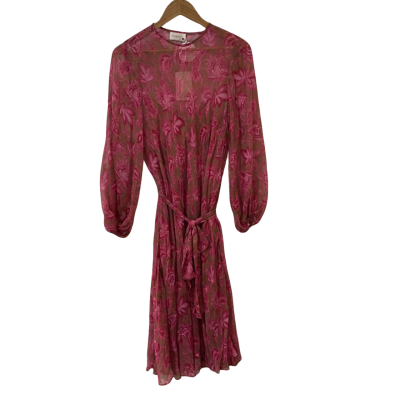 Zimmermann Womens  Size 2 Long Sleeve Dress Brown / Pink  