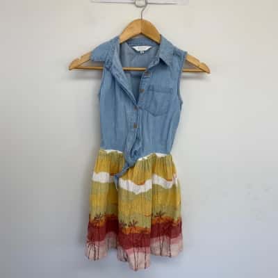 Tilii Blue Denim Look Sleeveless Dress  Size 10 