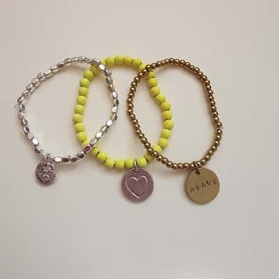  Cat Hammill Womens Beaded & Alloy Inspirational Bracelets Gold / Silver / Yellow 