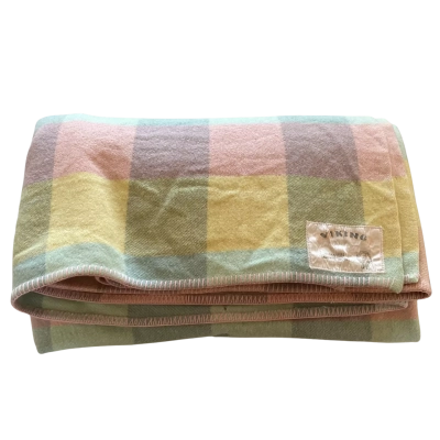 Viking Wool Blanket Pastel Check 200 x 240 cm Vintage