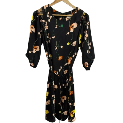 Veronika Maine Womens  Size 10 Black Floral Midi Dress