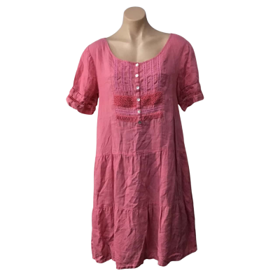 Hammock & Vine Womens Size 10 Pink / Lace Trim Short Sleeve Midi Dress